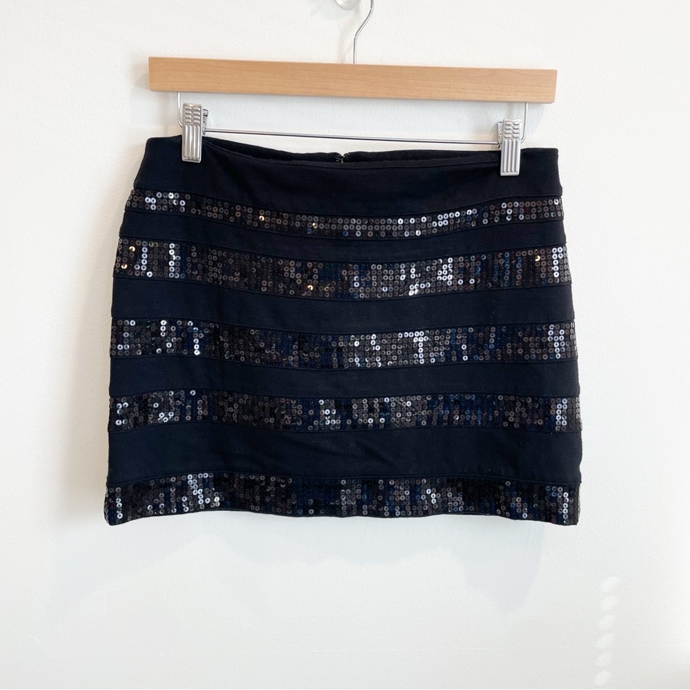 Express Sequin Striped Mini Skirt
